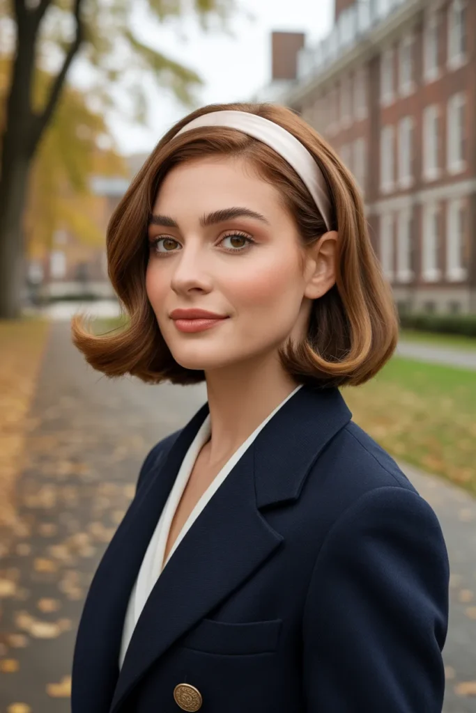 The Soft Brunette Old Money Bob With a Silk Headband