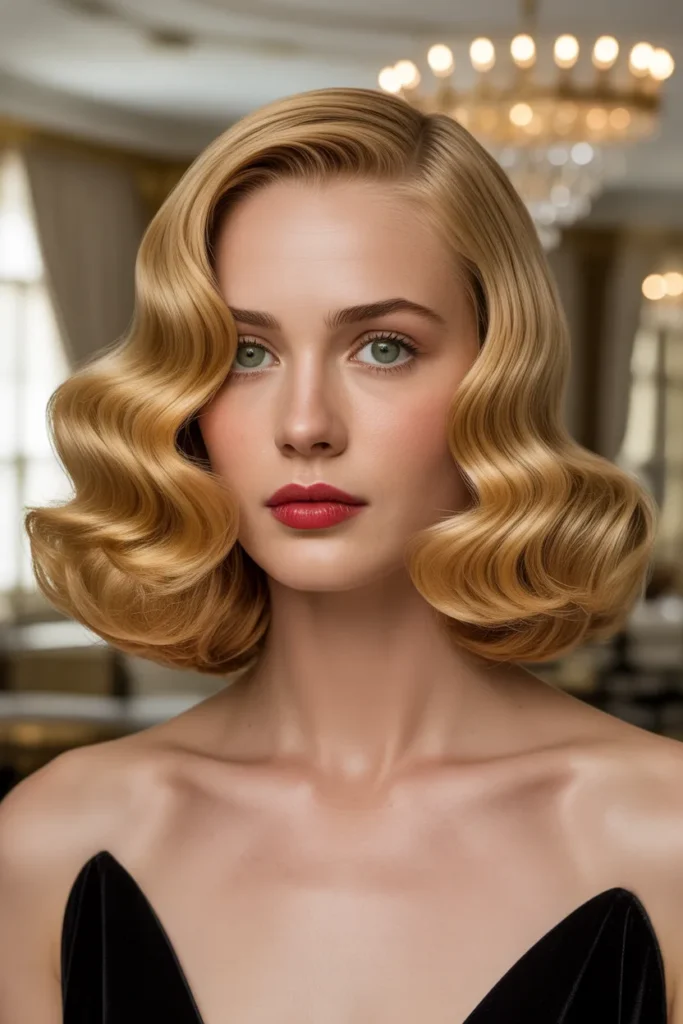 The Timeless Old Money Bob With Vintage Hollywood Waves