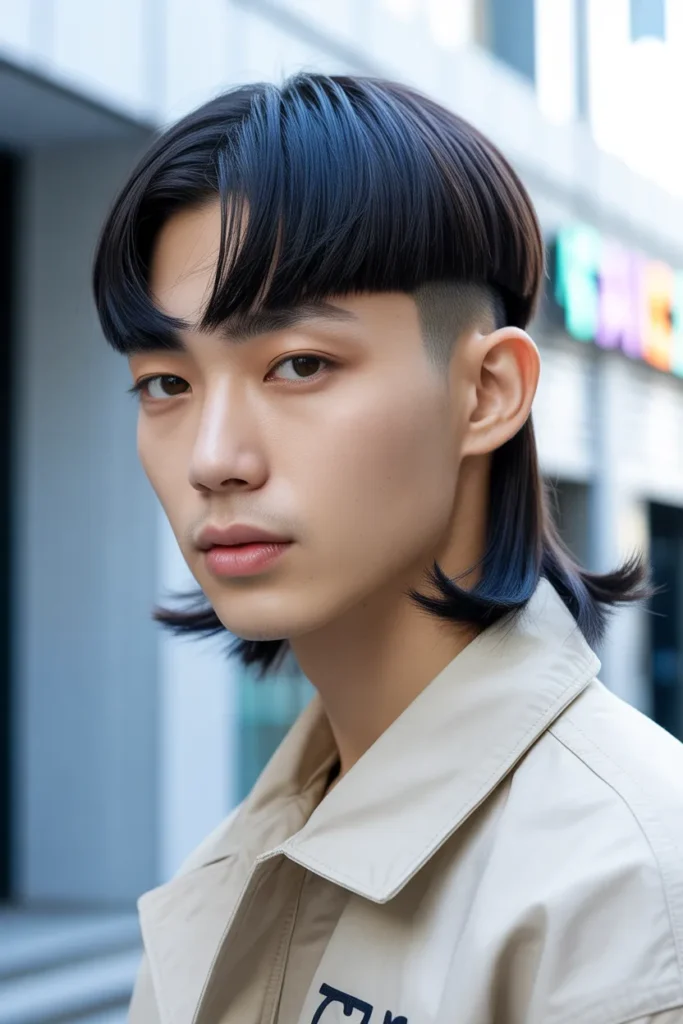 Two-Block Subtle Mullet Men Korean Style
