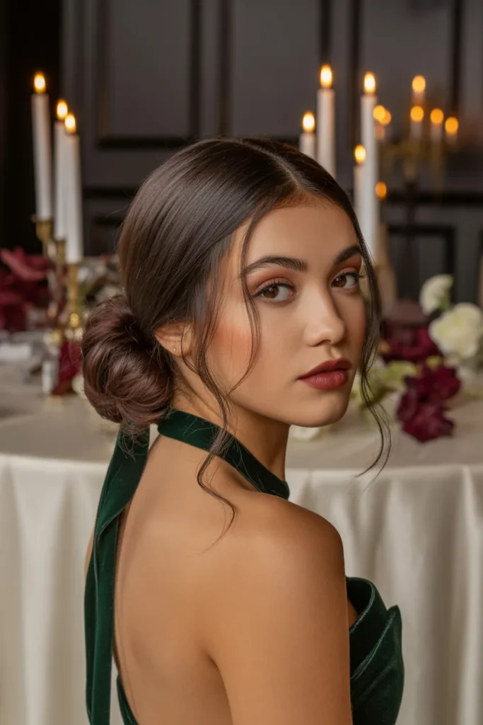 Undone Chignon With Velvet Ribbon Detail