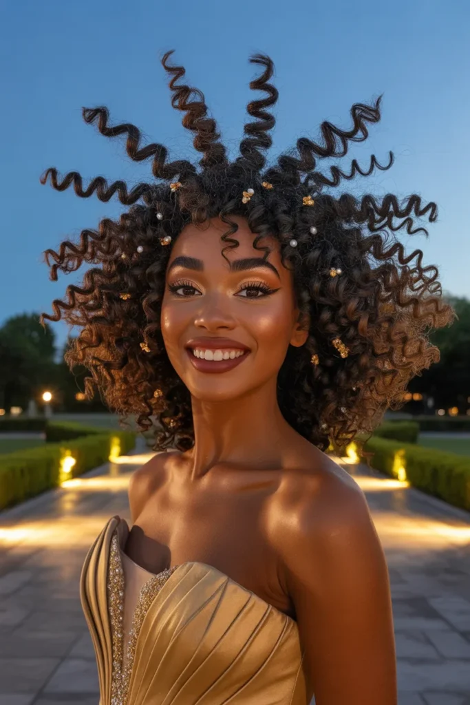 Voluminous Curly Updo Celebrating Natural Texture