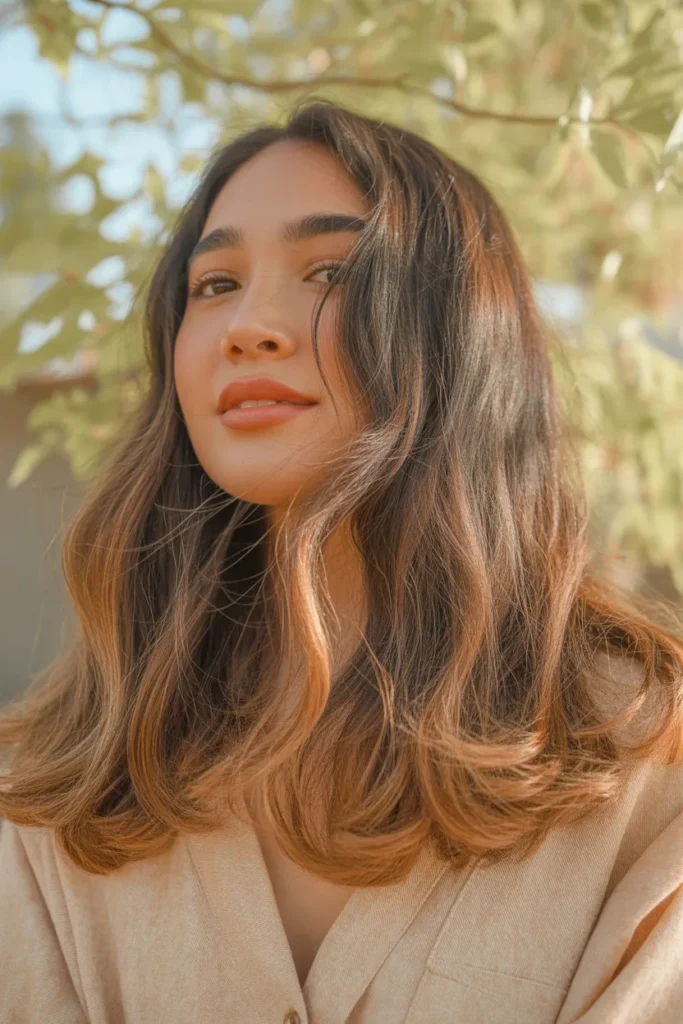 Warm Caramel Ribbons for Oval Faces Who Want Soft Drama