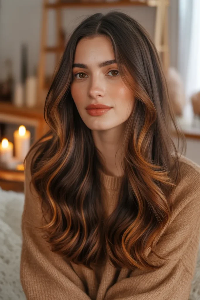 Warm Toffee Streaky Highlights for a Sweet Cozy Finish