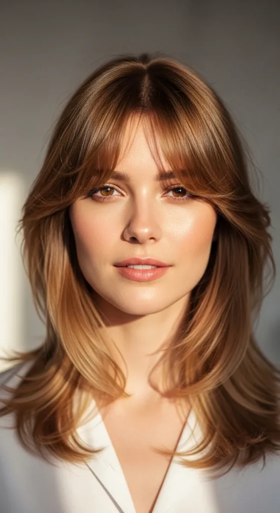 Wispy Curtain Bangs Hairstyles for Diamond Faces