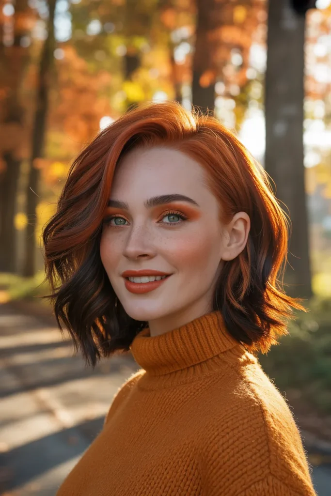 Wolf Cut With Copper Tones for a Fiery Fall Look