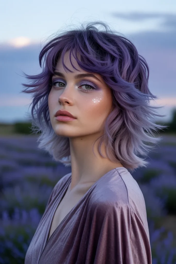 Wolf Cut With Purple Tones for a Fantasy-Inspired Look