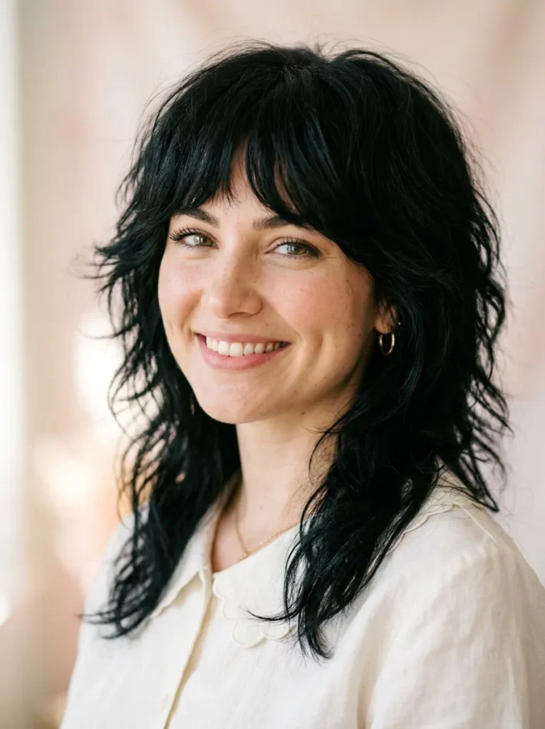 Bangs Black Wolf Cut