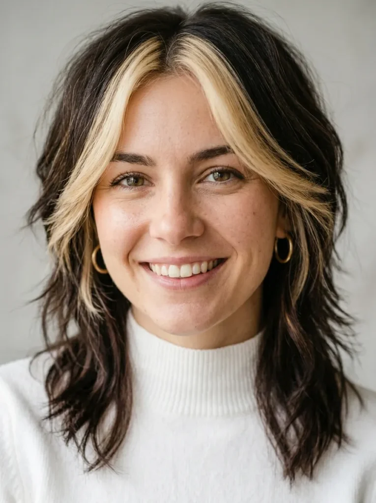 Blonde Money Piece Wolf Cut