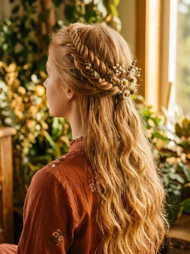 Boho Fishtail Half Up