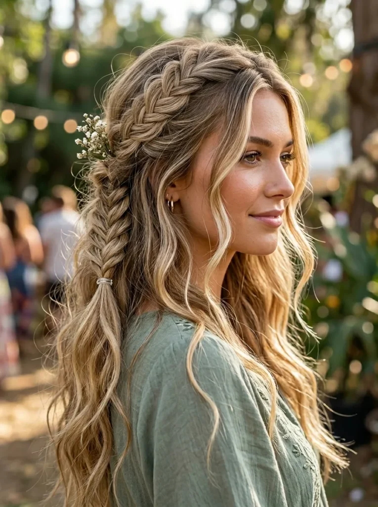 Boho Fishtail Half Up