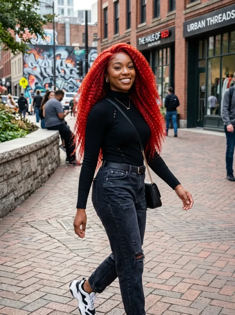 Bold Crimped Red Weave