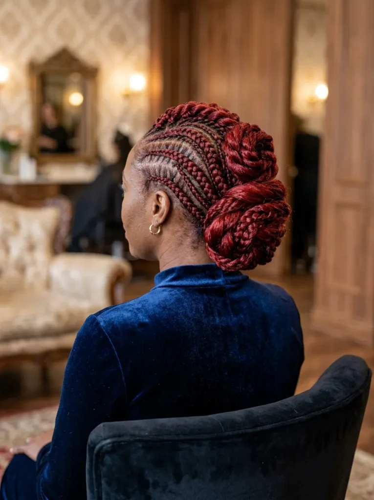 Braided Red Weave Updo