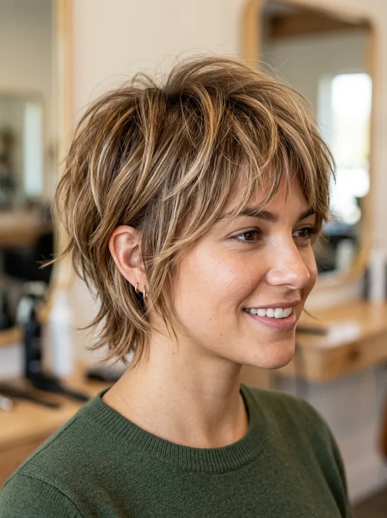 Bronde Shaggy Pixie