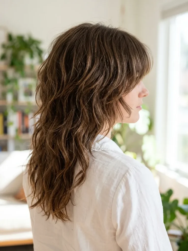 Brown Wolf Cut Bangs