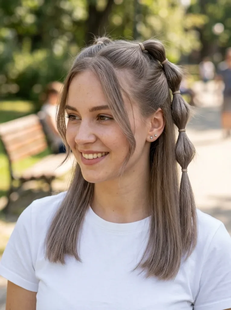 Bubble Ponytail Half Up