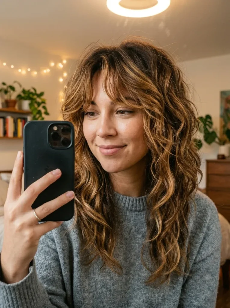 Caramel Highlight Wolf Cut