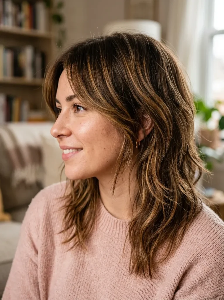 Caramel Highlights Wolf Cut