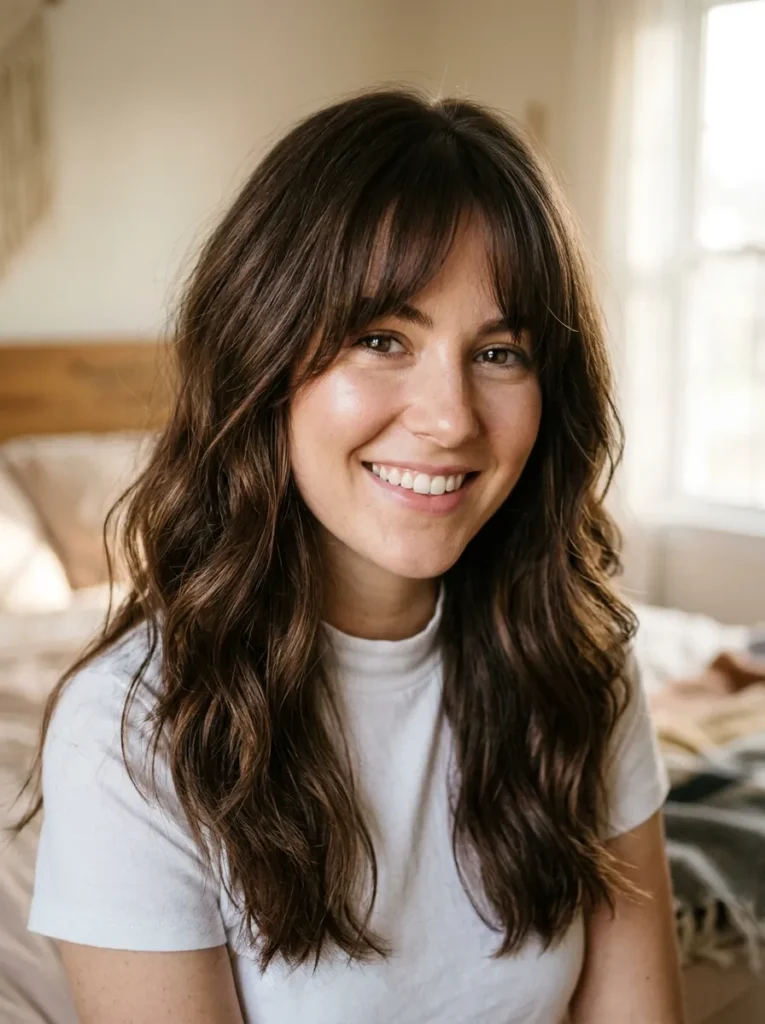 Chocolate Curtain Bangs