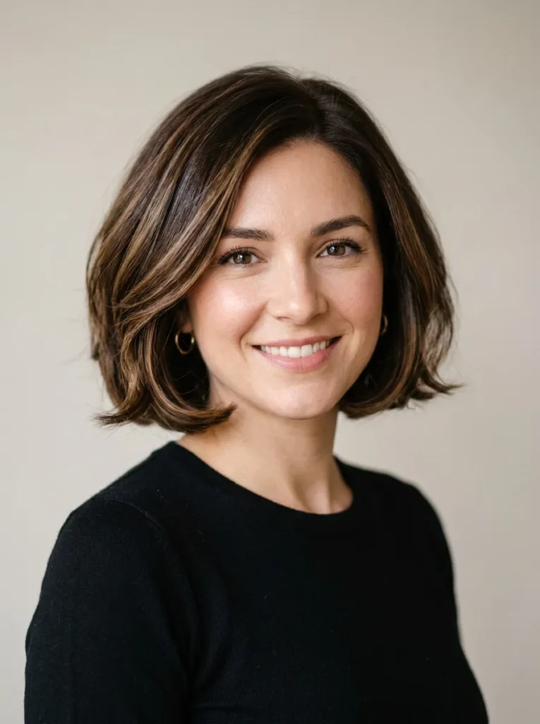 Chocolate Hair with Highlights Bob