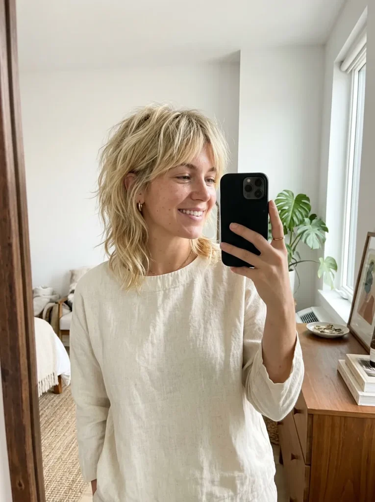 Choppy Blonde Wolf Cut