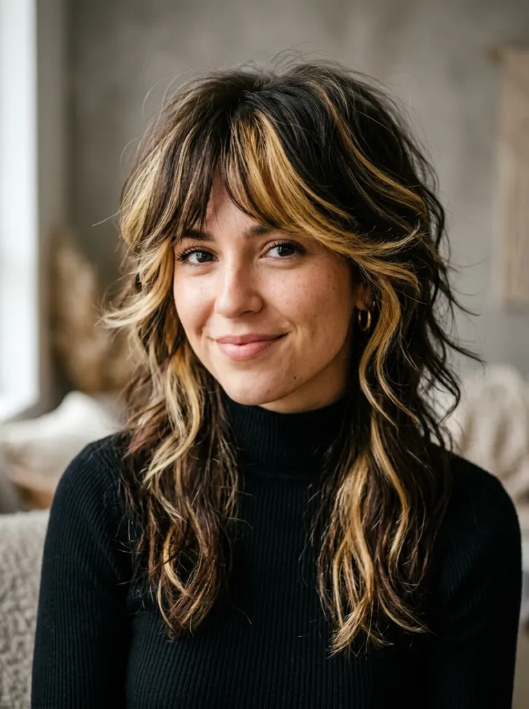 Chunky Highlights Wolf Cut