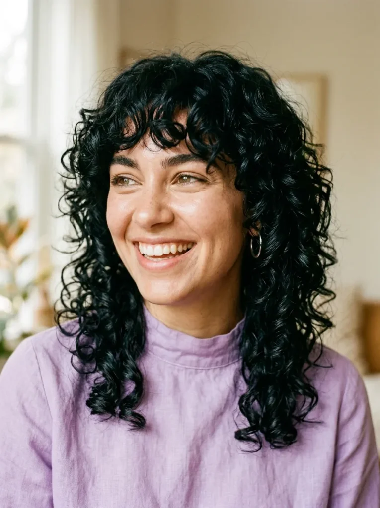 Curly Black Wolf Cut