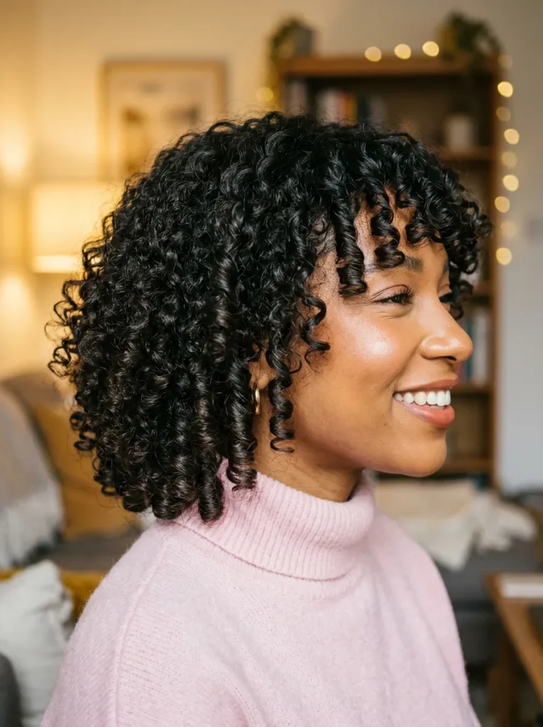 Curly Bob with Bangs