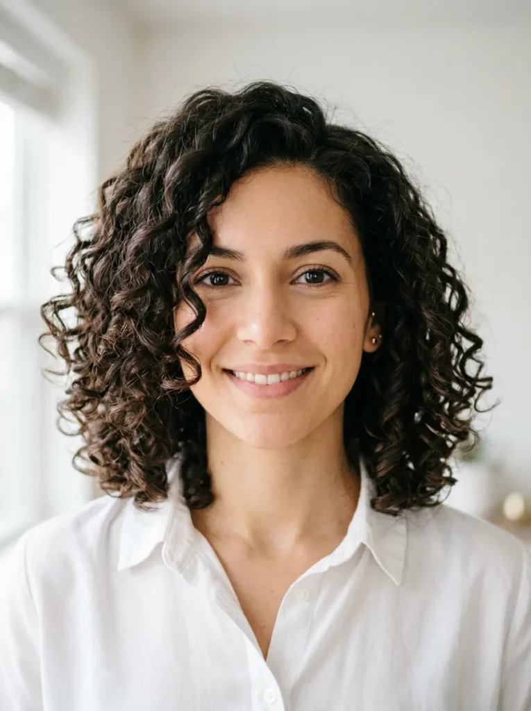 Curly Face Framing Lob
