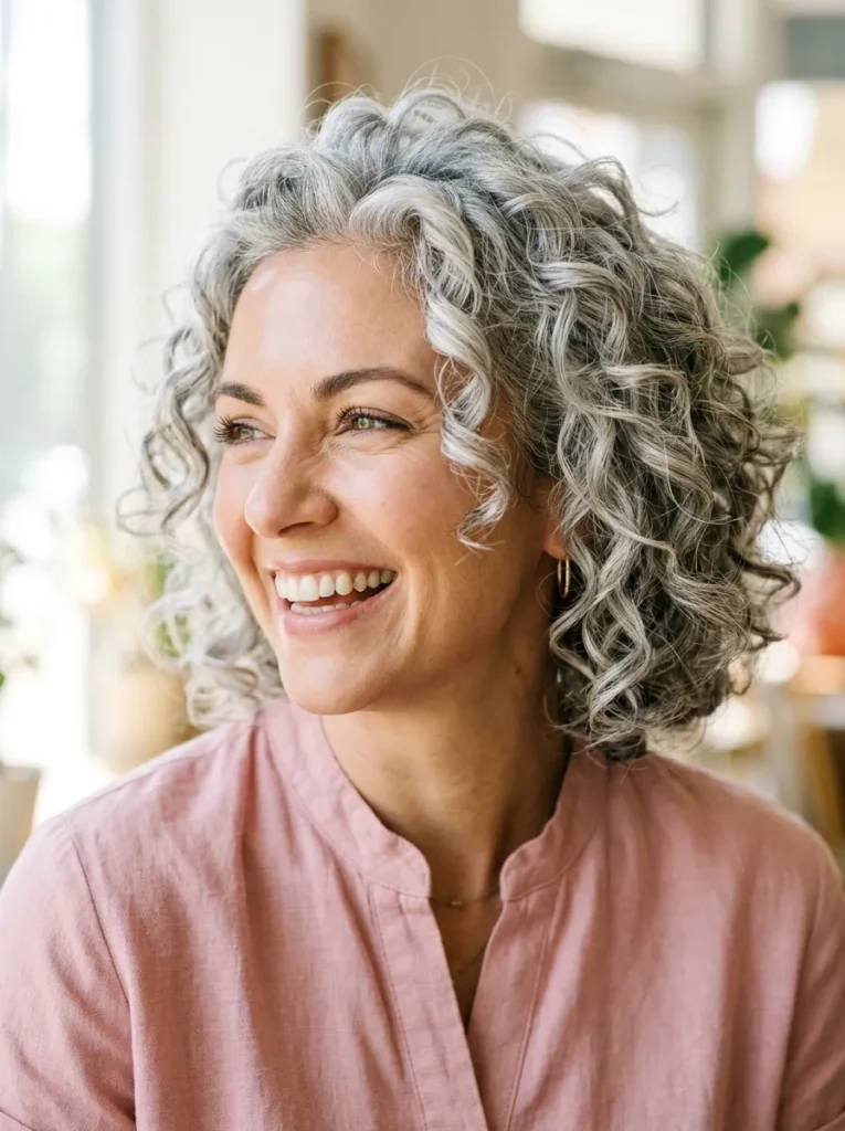 Curly Grey Bob