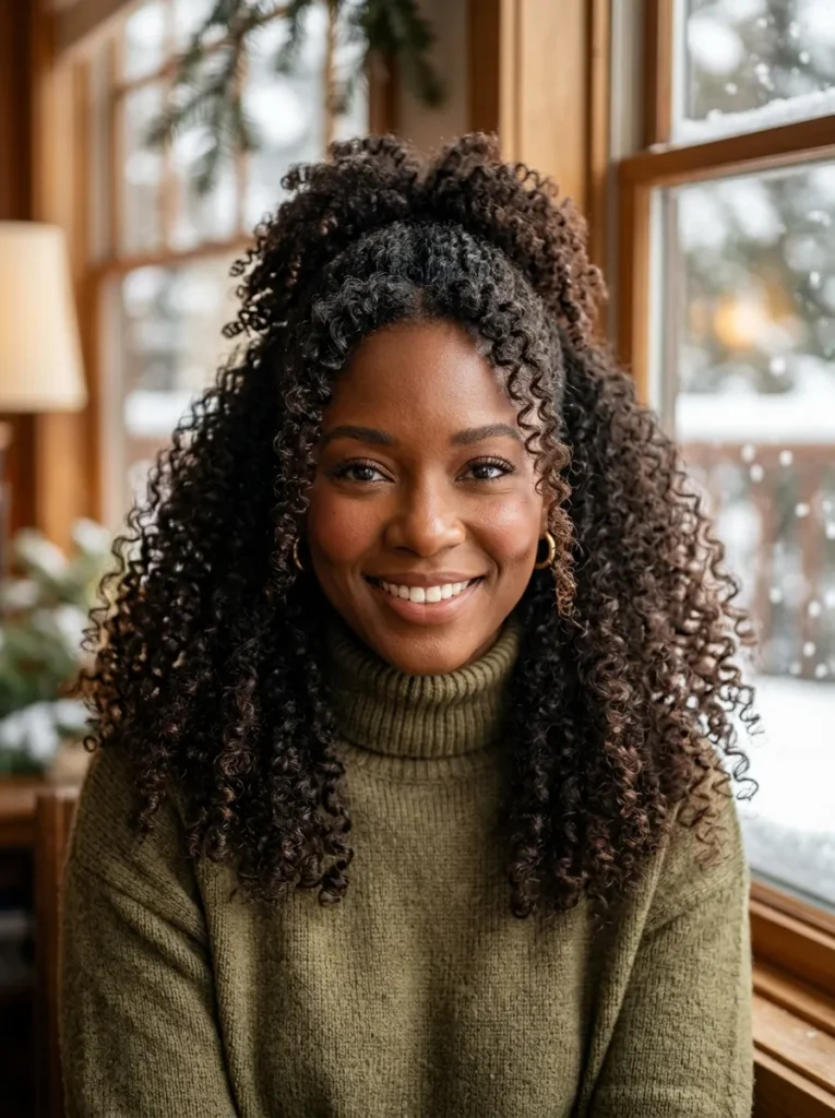 Curly Half Up Style