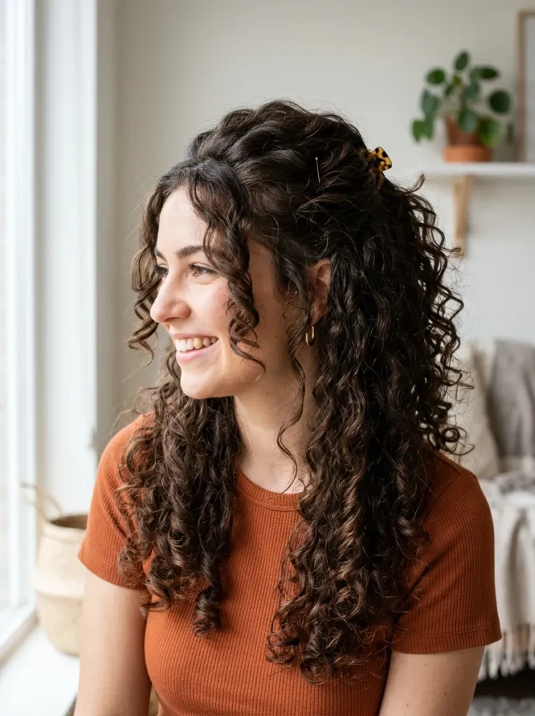 Curly Half-Updo