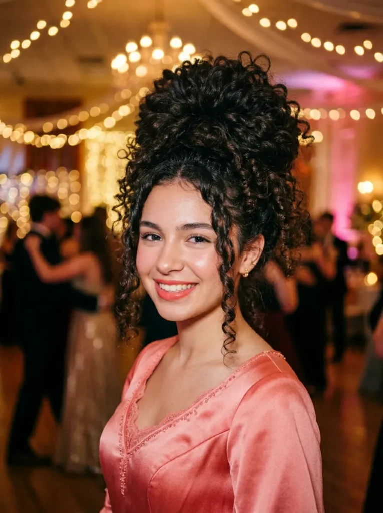 Curly Top Knot Updo