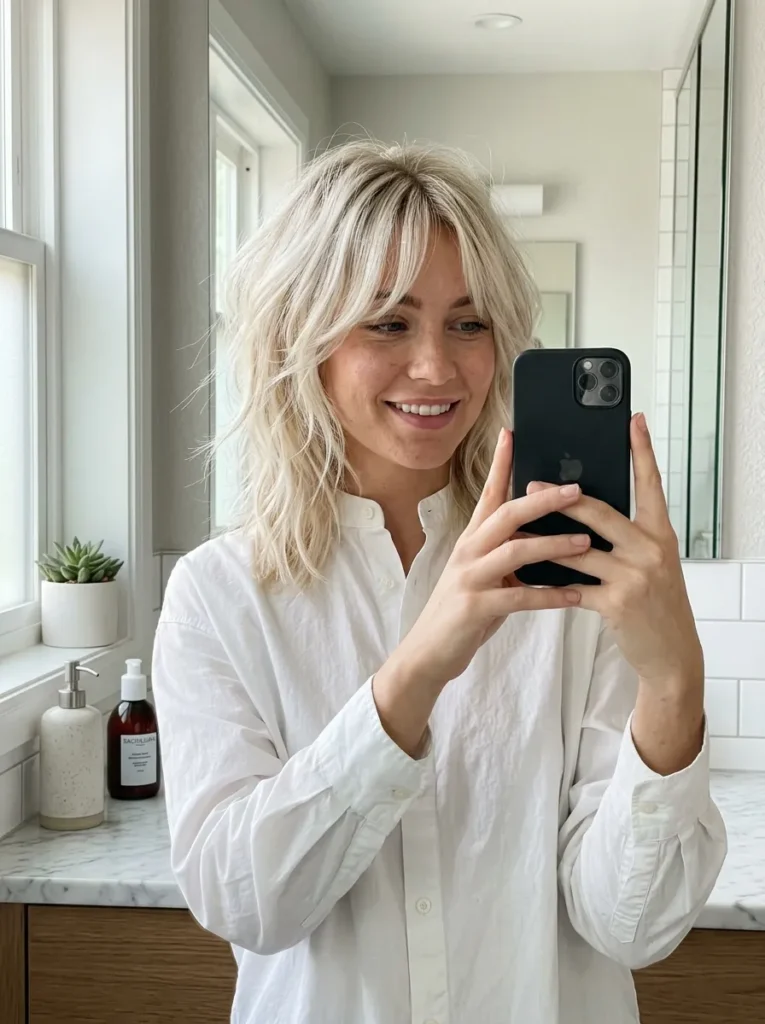 Curtain Bangs Blonde Wolf Cut