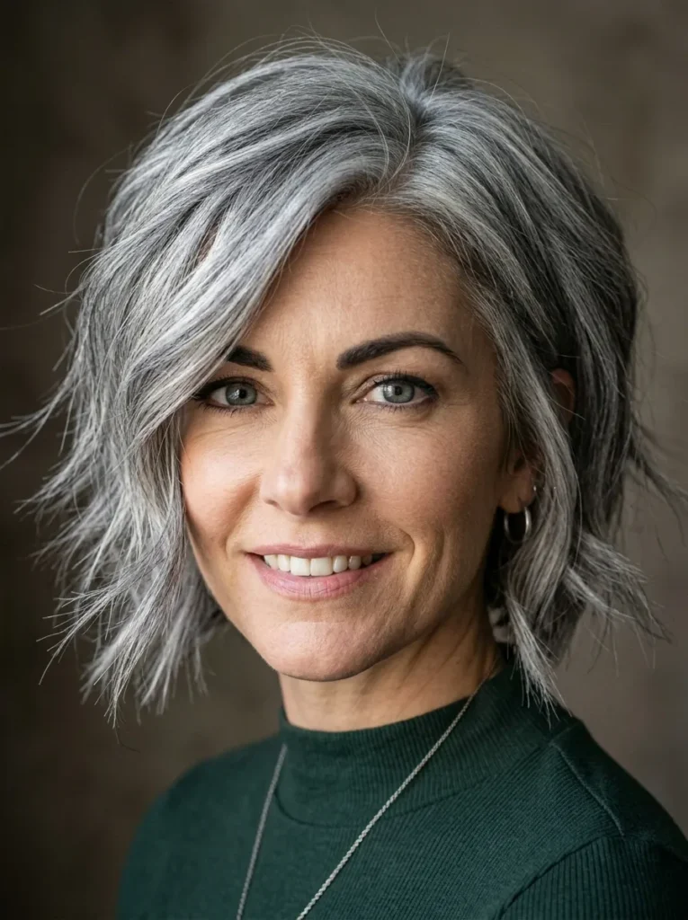 Edgy Grey Bob