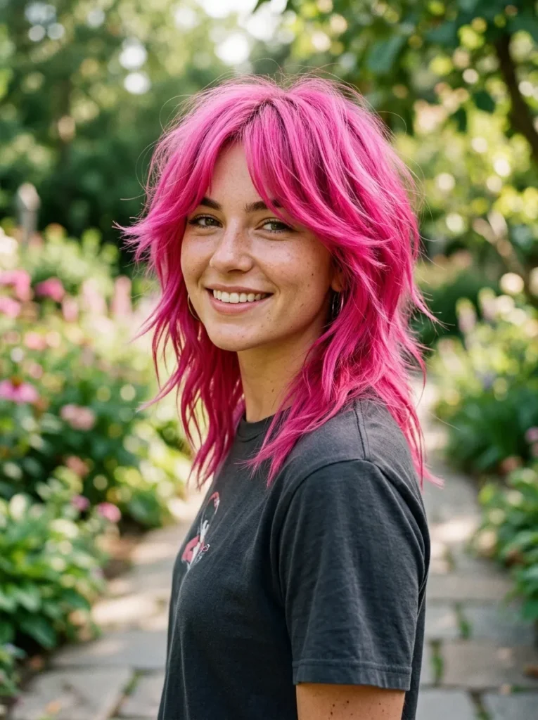 Electric Pink Wolf Cut