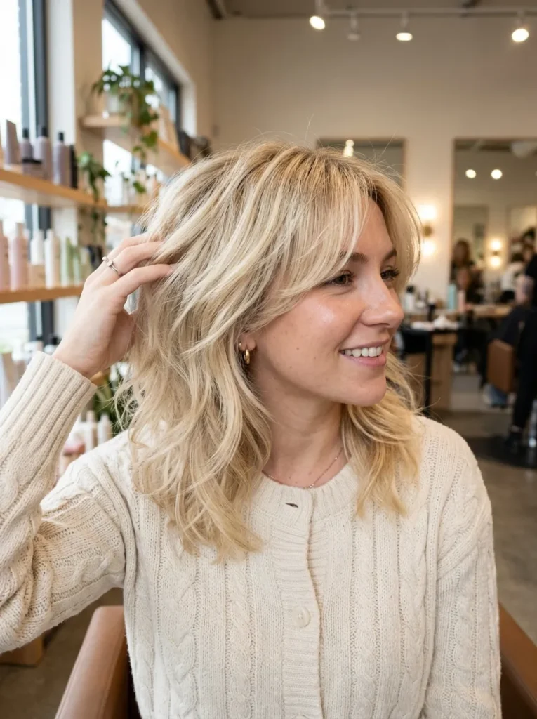 Feathered Blonde Wolf Cut