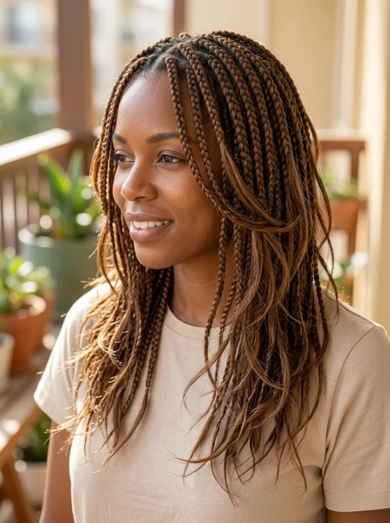 Feathered Box Braids
