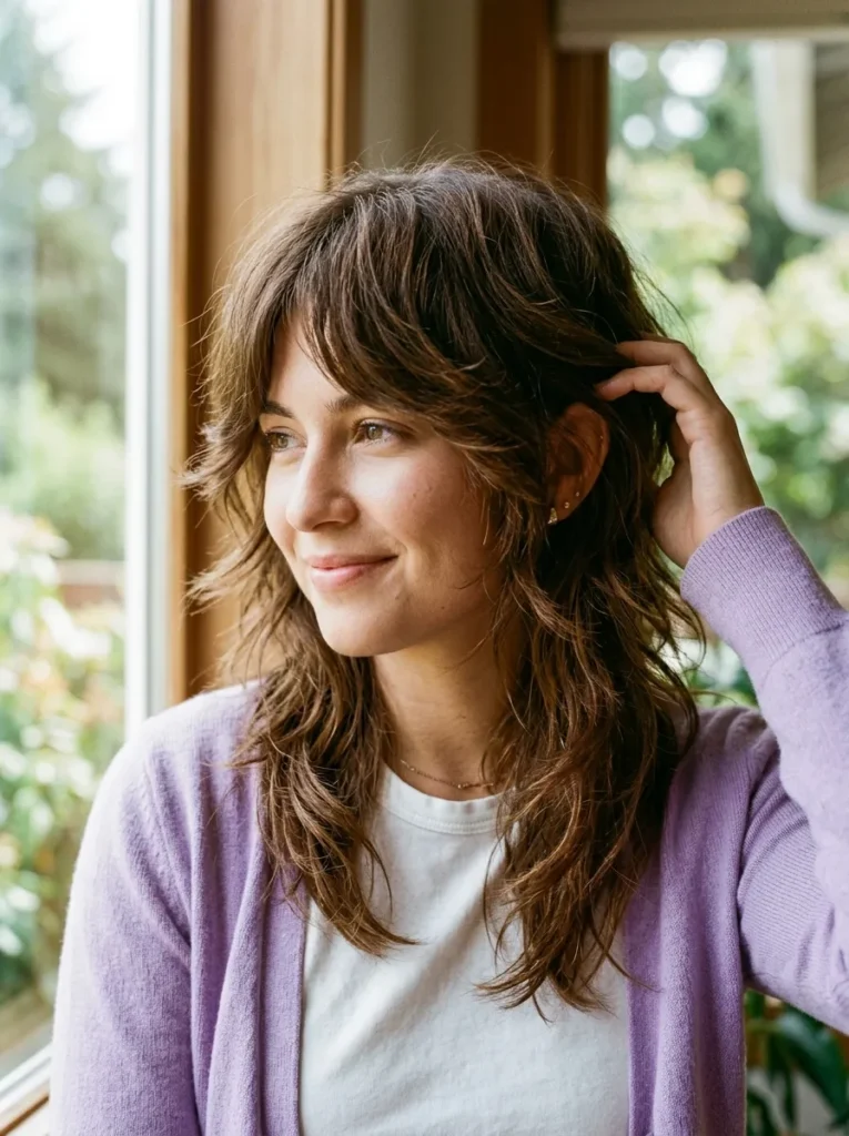 Feathered Brown Wolf Cut