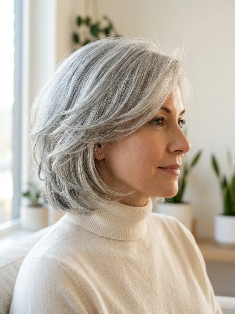 Feathered Grey Bob