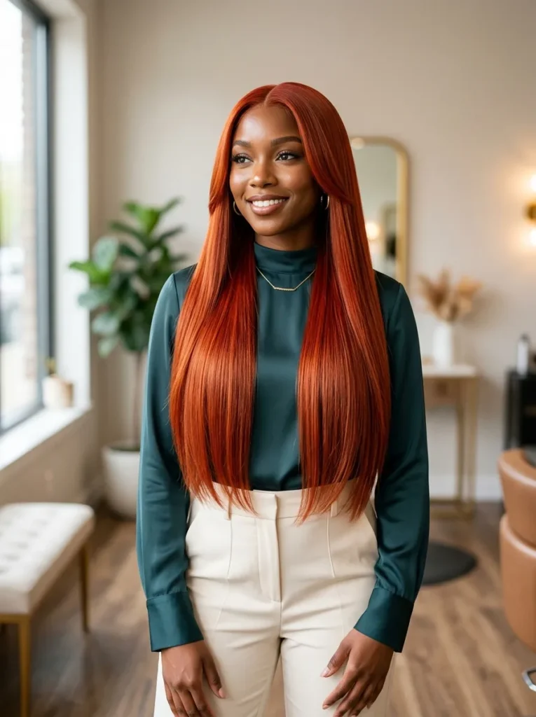 Fiery Straight Red Weave