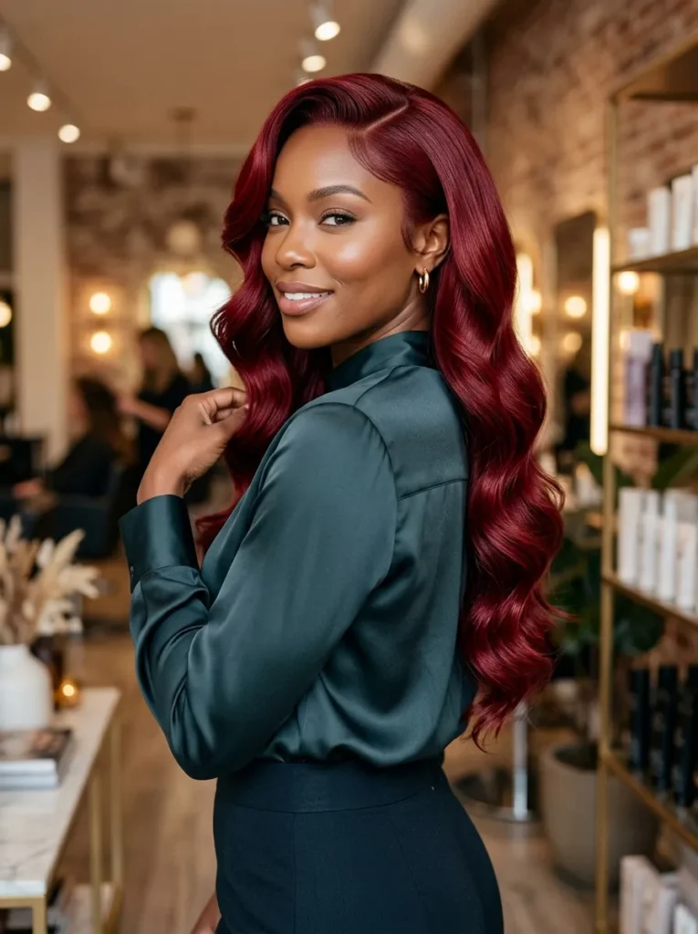 Glamorous Hollywood Waves Red Weave
