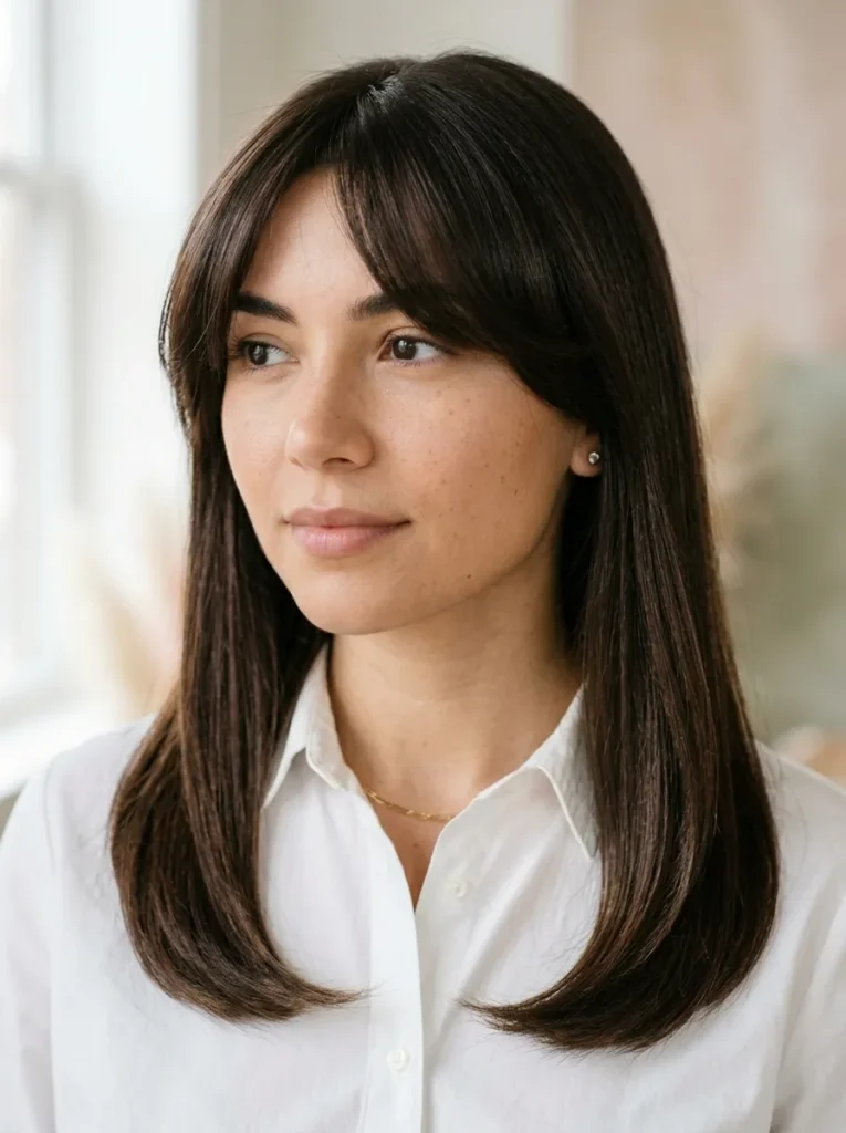 Glossy Curtain Bangs