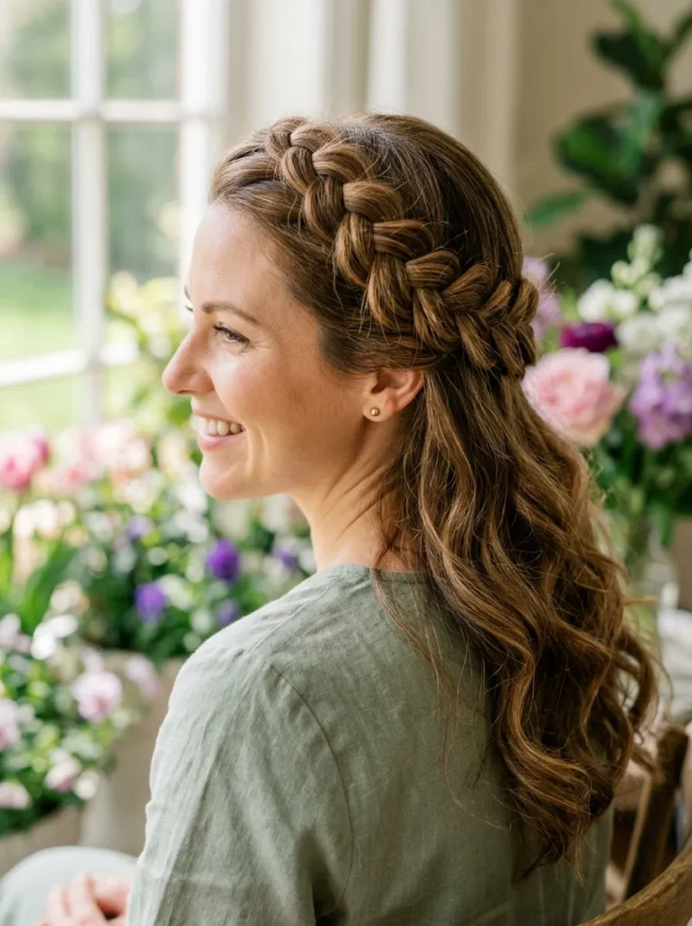 Half Up Crown Braid
