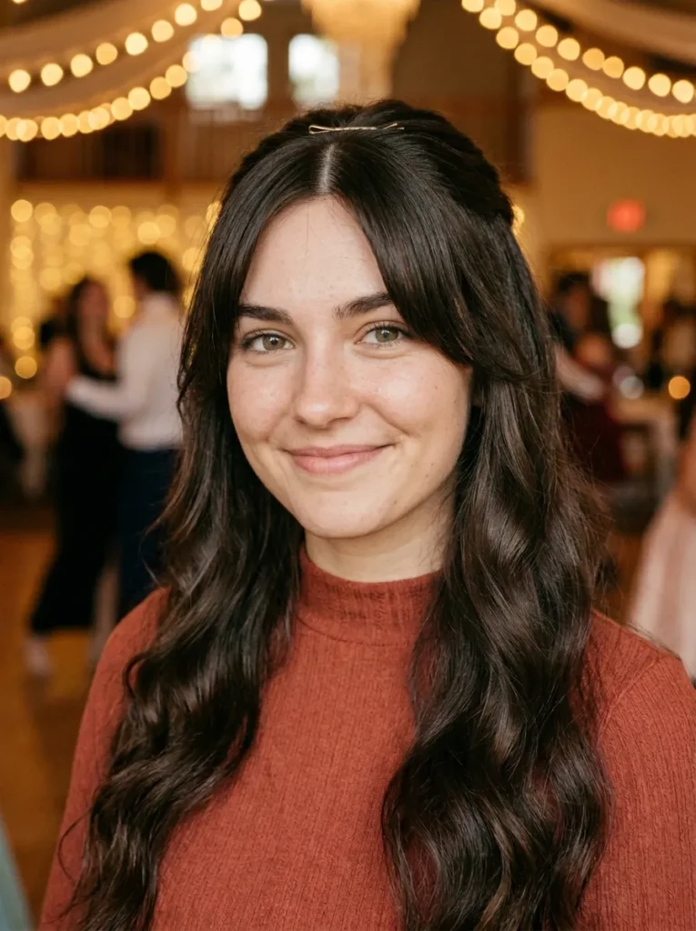 Half Up Half Down Prom Hair with Curtain Bangs