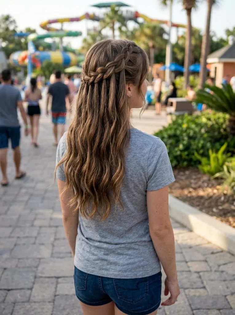 Half-Up Waterfall Braid