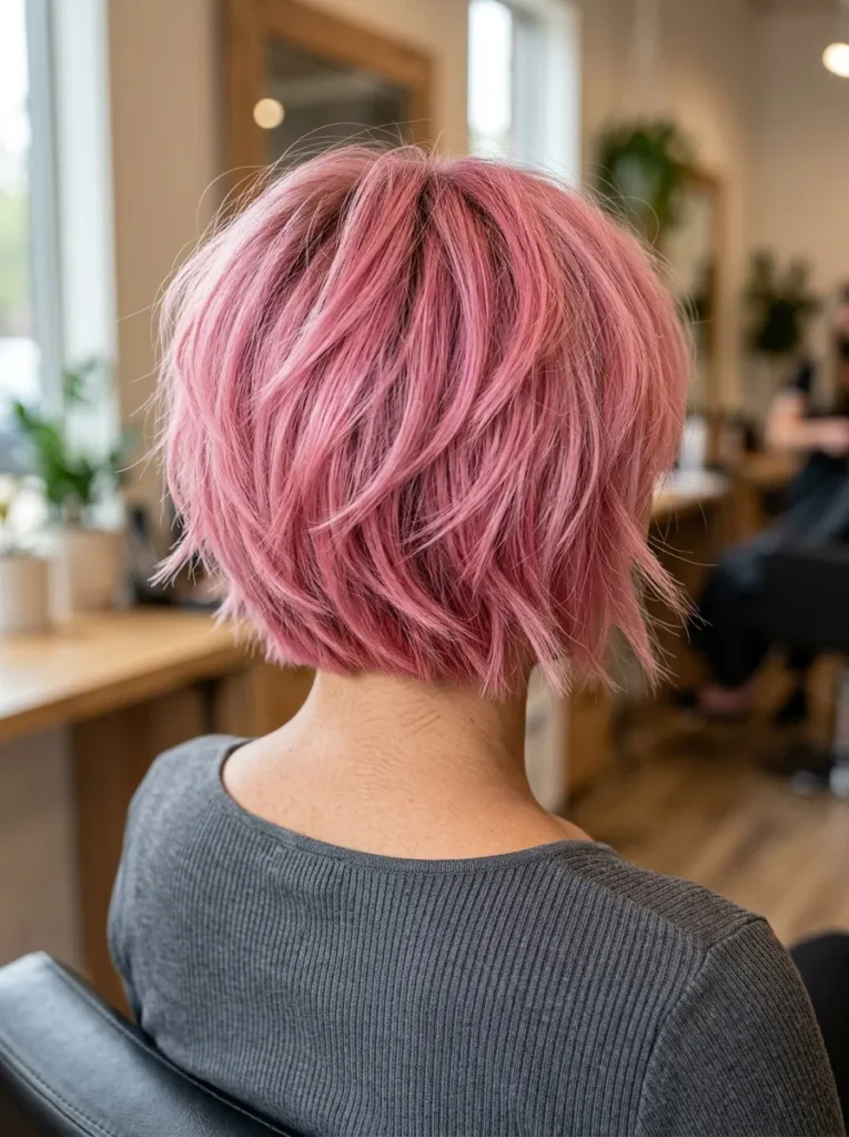 Layered Pink Wolf Bob