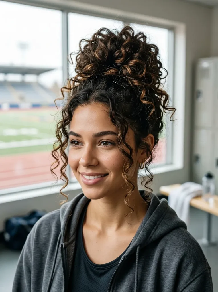 Messy Curly Top Knot