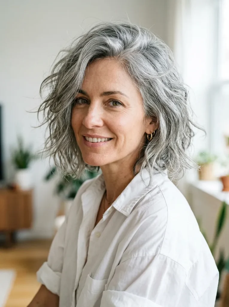 Messy Grey Bob