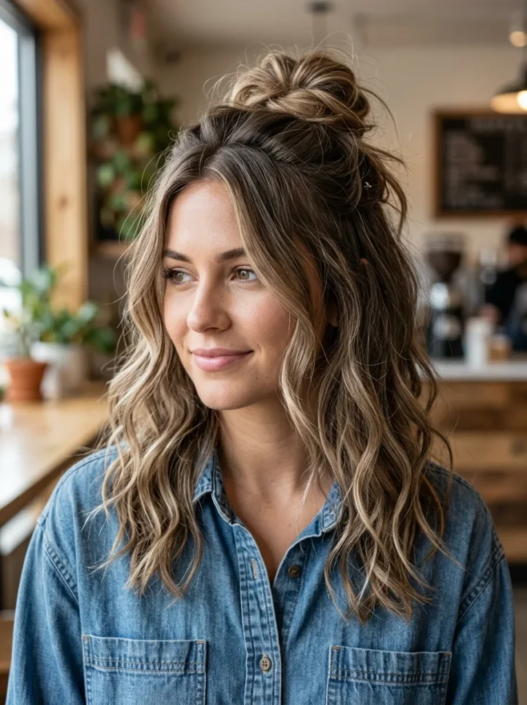 Messy Textured Half Up