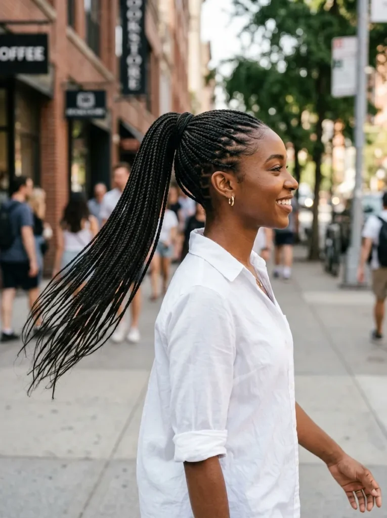 Micro Braids Ponytail